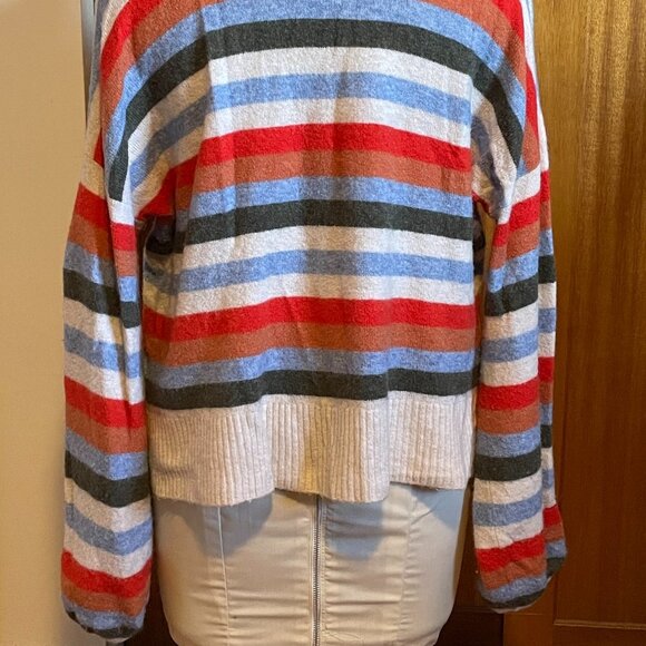 🌸 Fuzzy Rainbow Madewell sweater top colorful striped oversized size XL - Picture 3 of 6